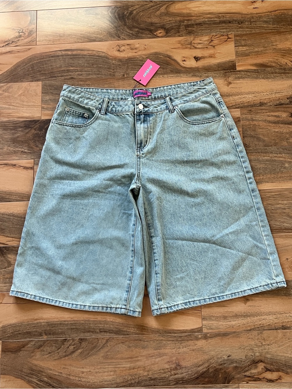 Jorts Longline Denim Shorts Light Wash Y2K Inspired Baggy Edikted NWT Women’s XL